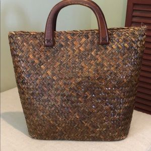 Brown woven straw bag
